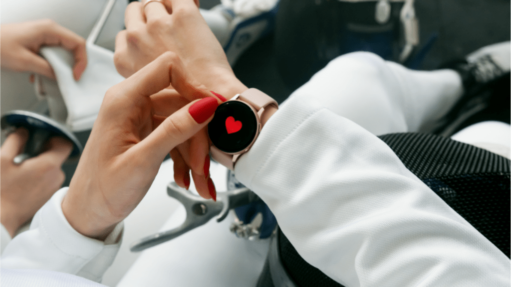 Woman using smart watch