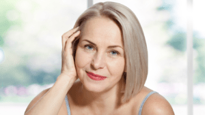 Middle Aged-Woman using anti-aging skincare