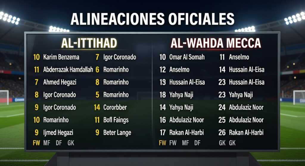 alineaciones de al ittihad contra al-wahda mecca